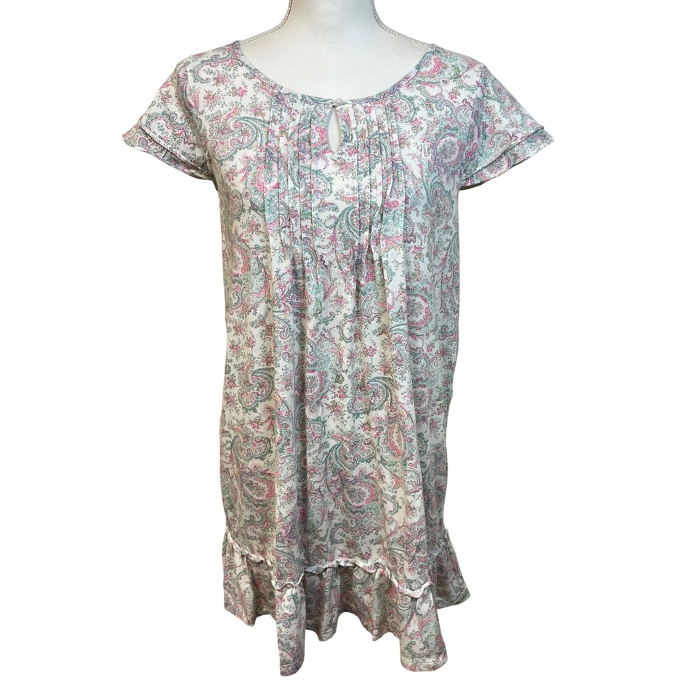 LAUREN Ralph Lauren Nightgown Sz S Dress Paisley Ruffle Cottage Romantic
